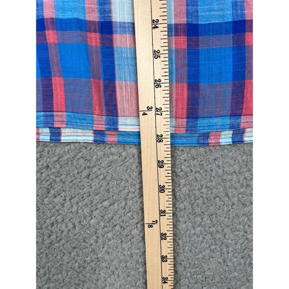 J. Crew Women’s 1/4 Button Down Plaid Top Shirt Red Blue Multicolor XL Cotton - Picture 7 of 10
